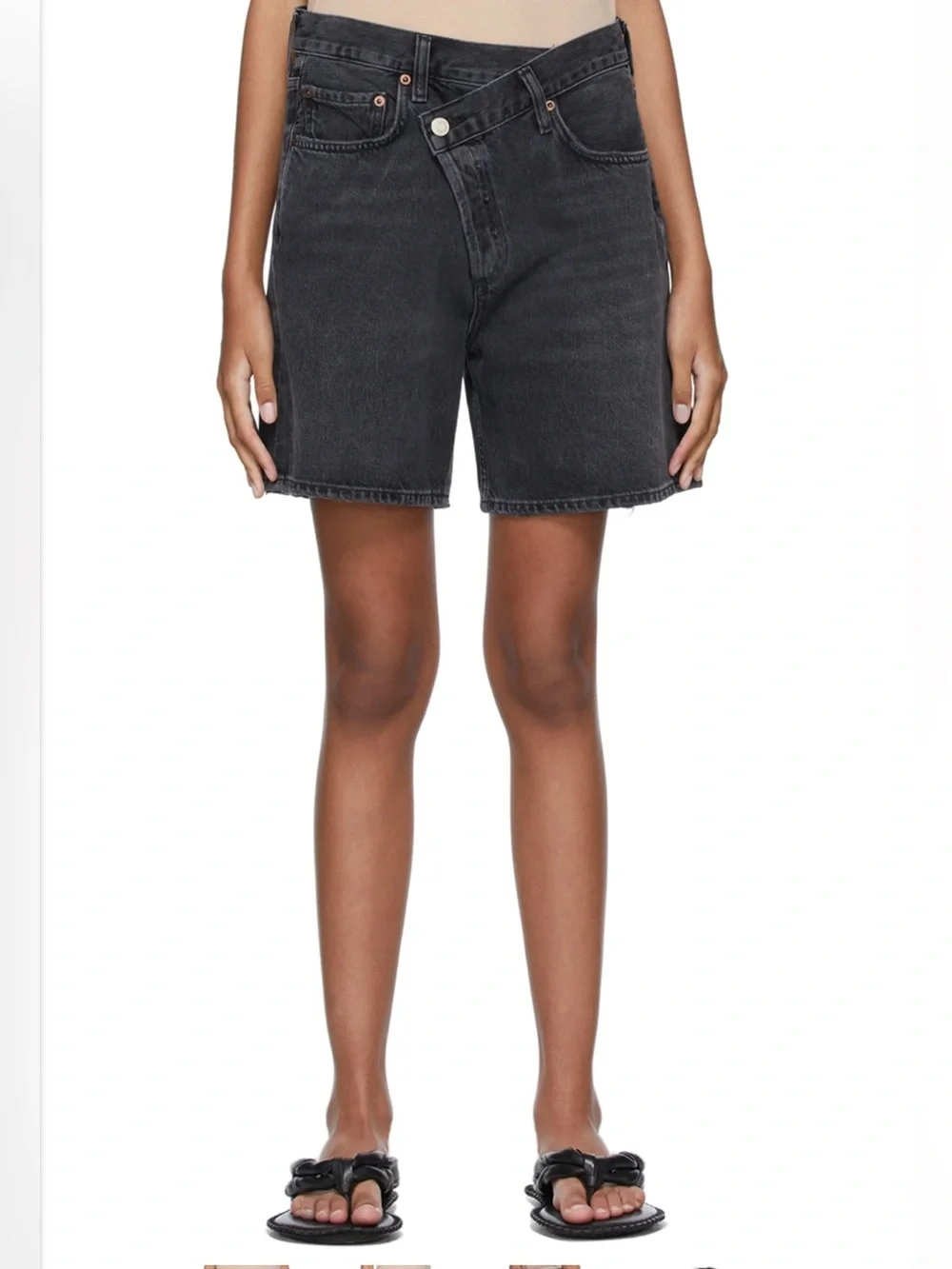 Agolde Washed Black High-Rise Denim Shorts